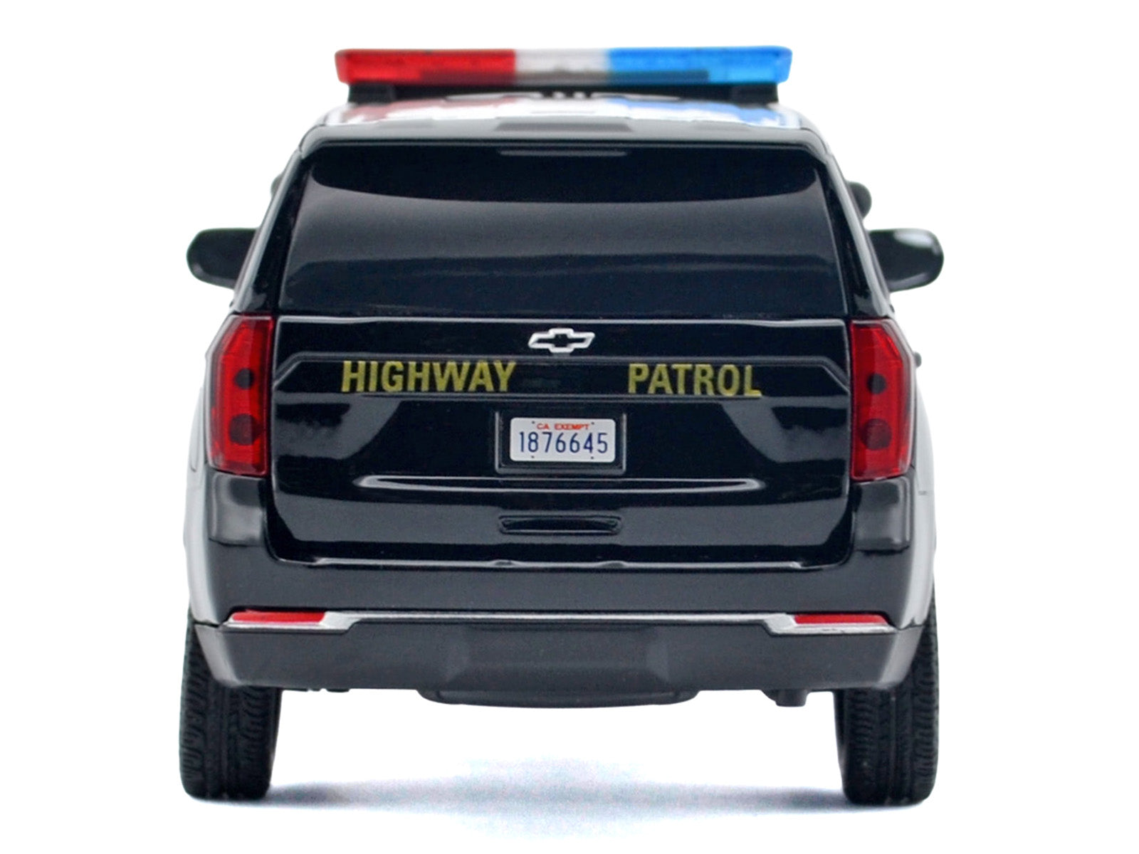2025 Chevrolet Tahoe PPV "CHP (California Highway Patrol)" Black and White with Flashing Light Bar and Front and Rear Lights and Sounds 1/24 Diecast Model Car by Motormax - image 4
