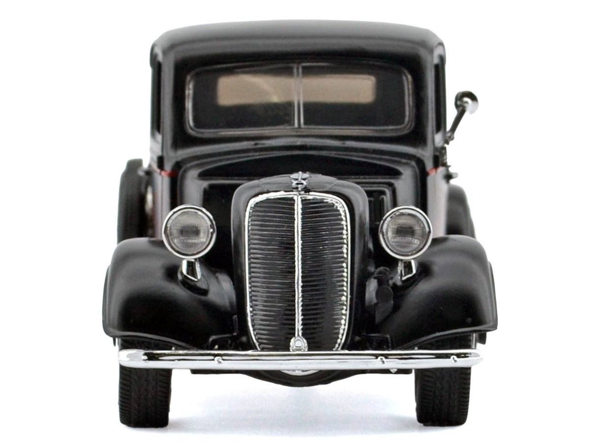 1937 Ford Pickup Truck Matt Black with Red Flame Graphics "Kult Klassics" Series 1/24 Diecast Model Car by Motormax - image 3