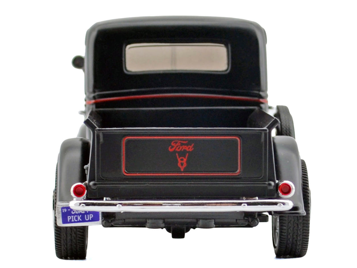 1937 Ford Pickup Truck Matt Black with Red Flame Graphics "Kult Klassics" Series 1/24 Diecast Model Car by Motormax - image 4