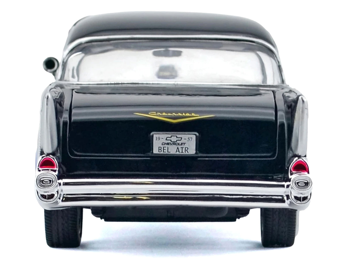 1957 Chevrolet Bel Air Black with Blue Flame Graphics "Kult Klassics" Series 1/24 Diecast Model Car by Motormax - image 4