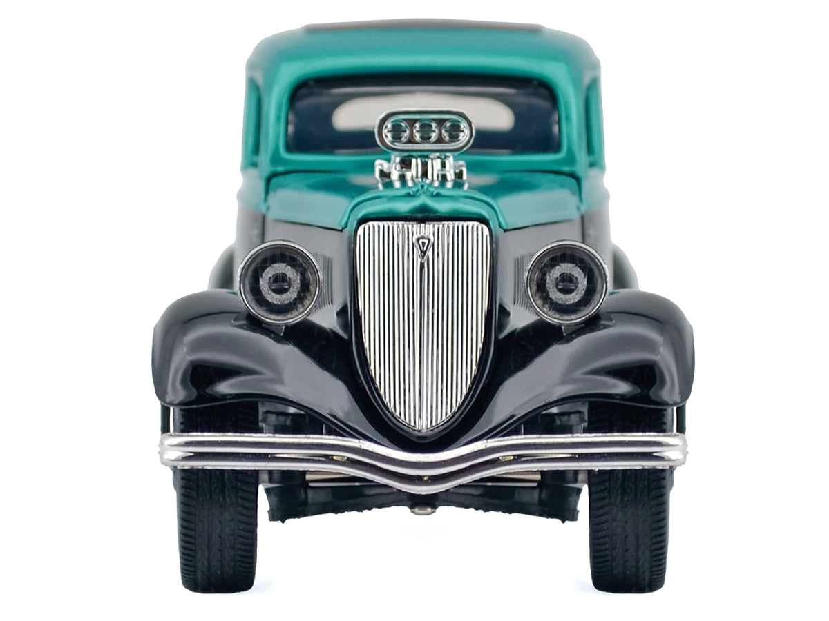 1934 Ford Coupe Turquoise Metallic and Black "Kult Klassics" Series 1/24 Diecast Model Car by Motormax - image 3