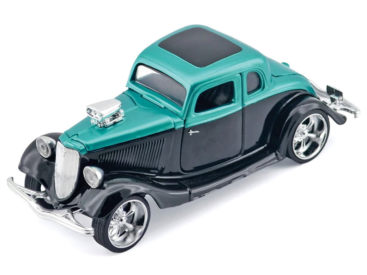 1934 Ford Coupe Turquoise Metallic and Black "Kult Klassics" Series 1/24 Diecast Model Car by Motormax - image 5