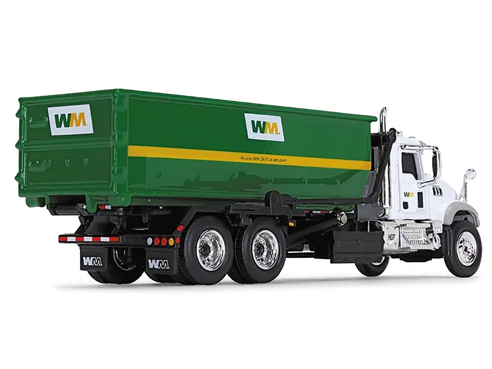 Mack Granite MP Refuse Garbage Truck with Tub-Style Roll-Off Container "Waste Management" White and Green 1/87 (HO) Diecast Model by First Gear - image 3
