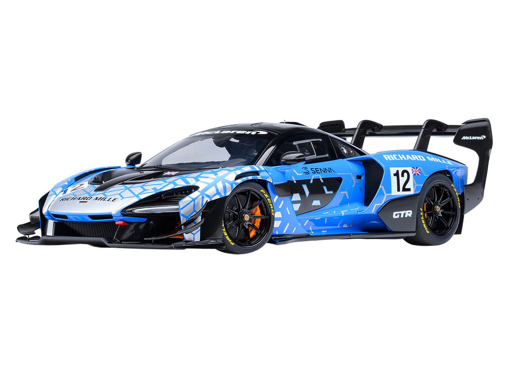 McLaren Senna GTR #12 "Presentation Car" Blue with Black Top and Graphics 1/18 Model Car by Autoart - image 2