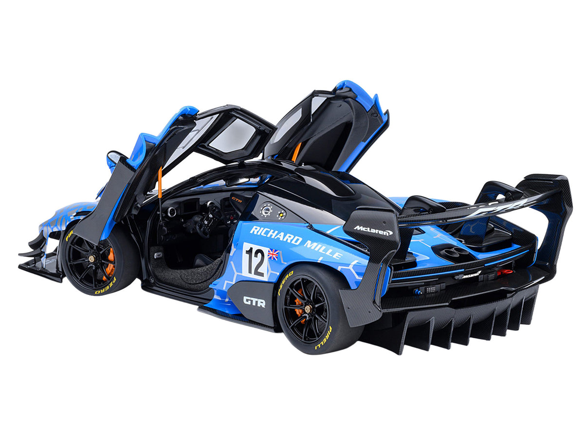 McLaren Senna GTR #12 "Presentation Car" Blue with Black Top and Graphics 1/18 Model Car by Autoart - image 3