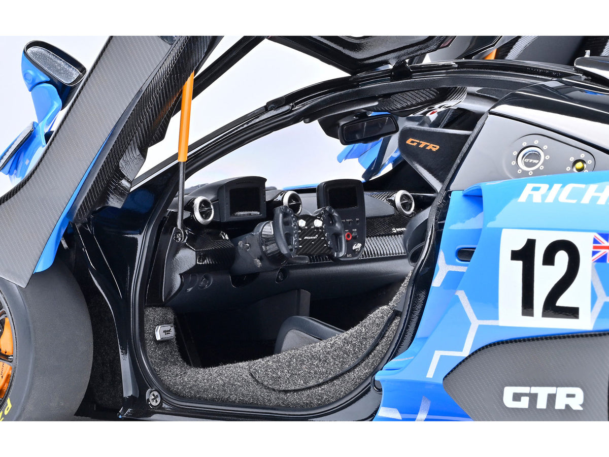 McLaren Senna GTR #12 "Presentation Car" Blue with Black Top and Graphics 1/18 Model Car by Autoart - image 4