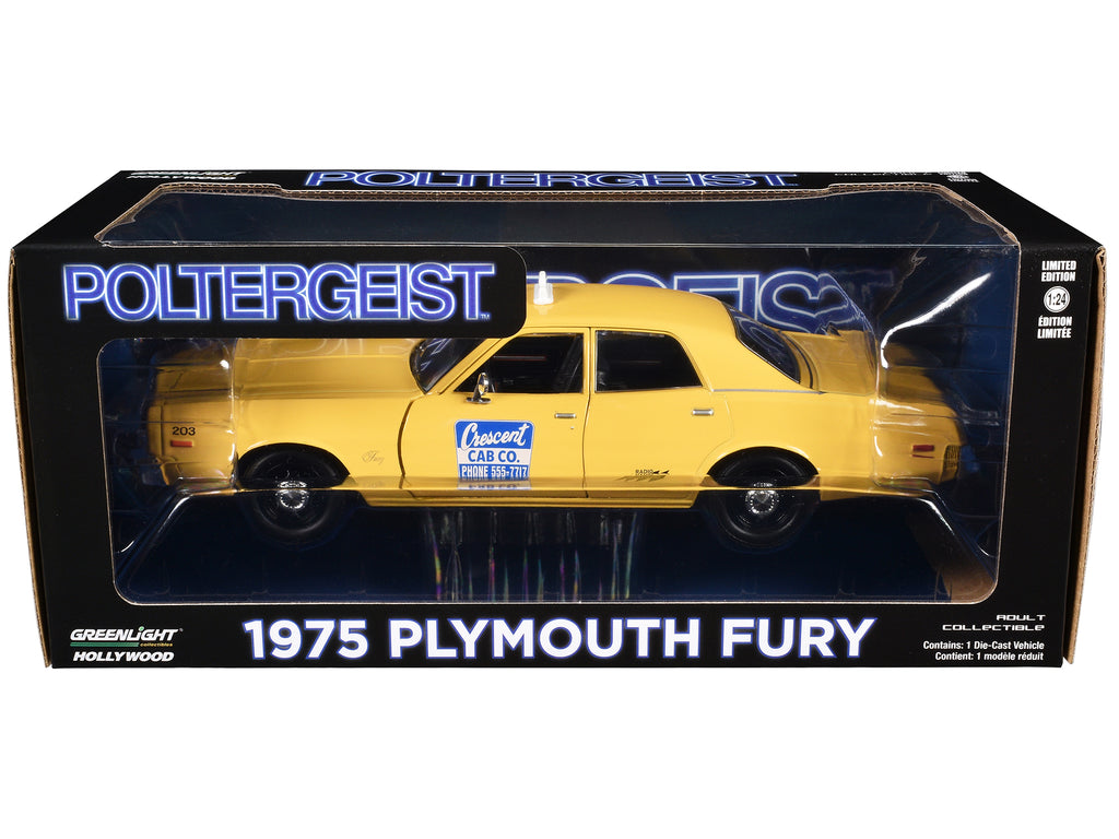 1975 Plymouth Fury Taxi "Crescent Cab Co." Yellow "Poltergeist" (1982) Movie "Hollywood" Series 20 1/24 Diecast Model Car by Greenlight - image 3