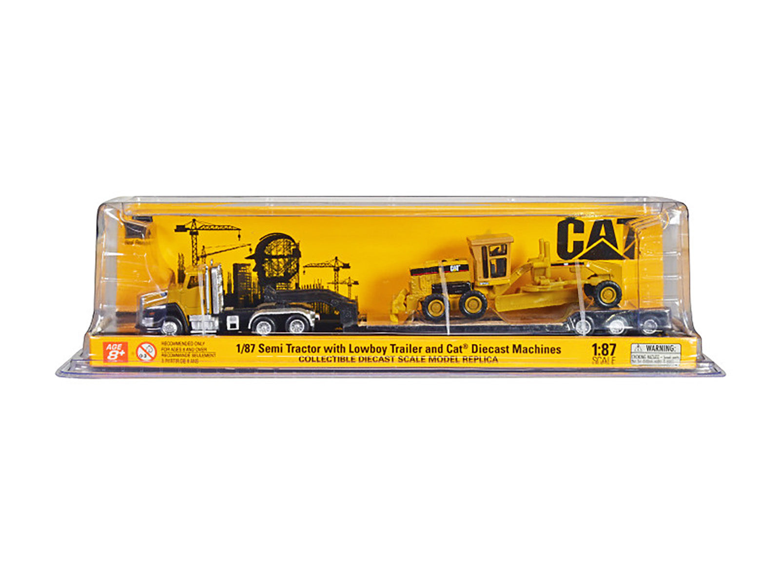 CAT Caterpillar CT660 Day Cab Tractor Yellow with Lowboy Trailer and CAT 163H Motor Grader Yellow 1/87 (HO) Diecast Model by Diecast Masters - image 3
