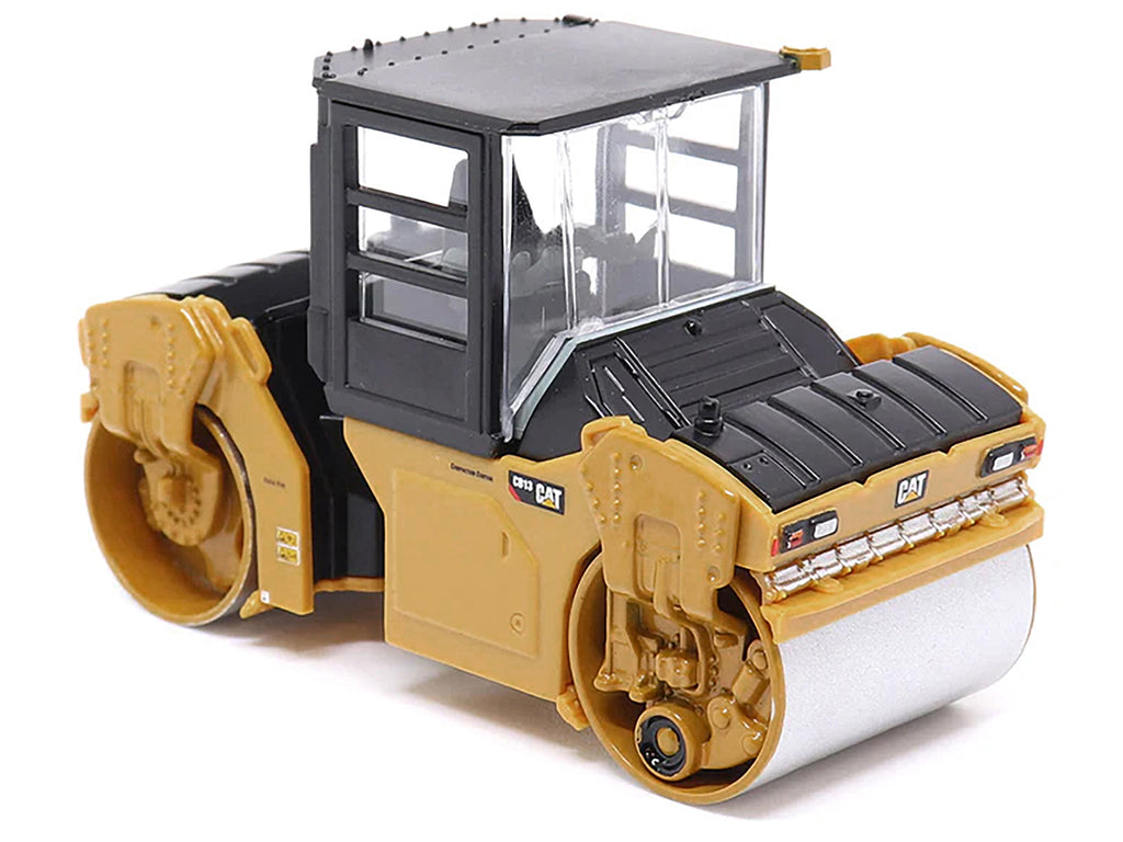 CAT Caterpillar CB-13 Tandem Vibratory Roller with Cab Yellow and Black 1/64 Diecast Model by Diecast Masters - image 2