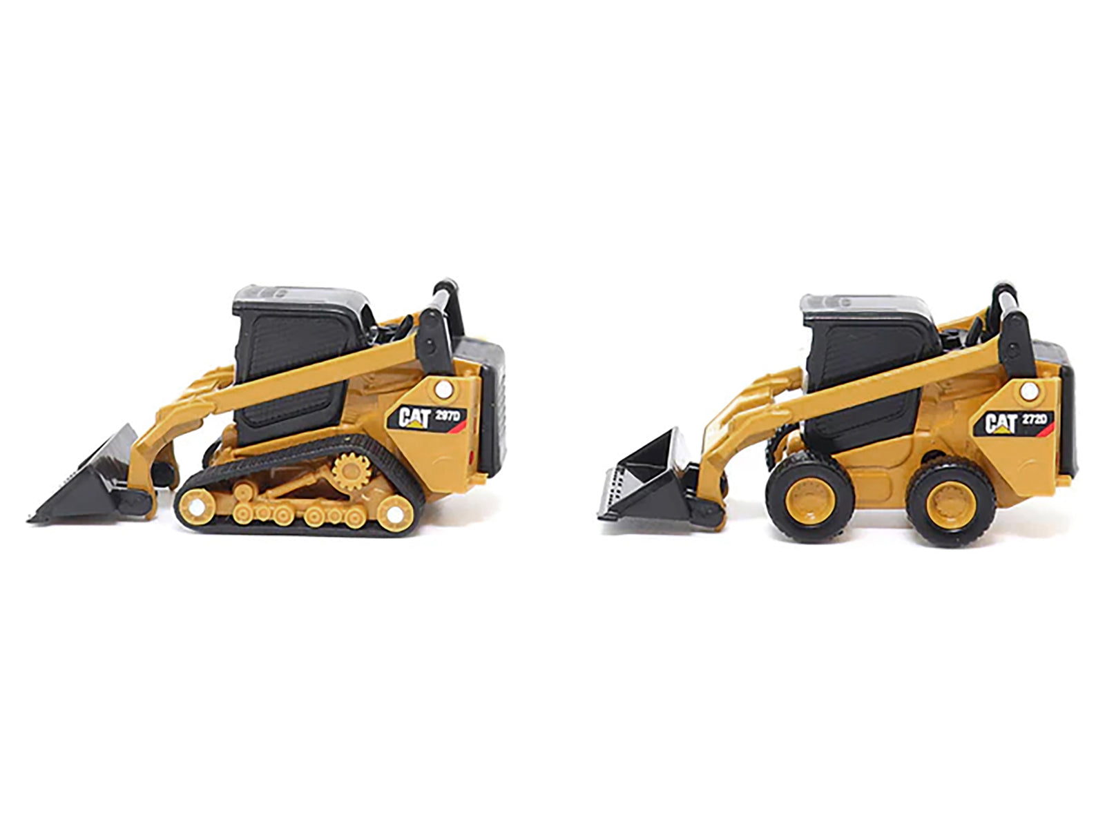 CAT Caterpillar 272D2 Skid Steer Loader Yellow and CAT Caterpillar 297D2 Compact Track Loader Yellow Set of 2 pieces 1/64 Diecast Models by Diecast Masters - image 2
