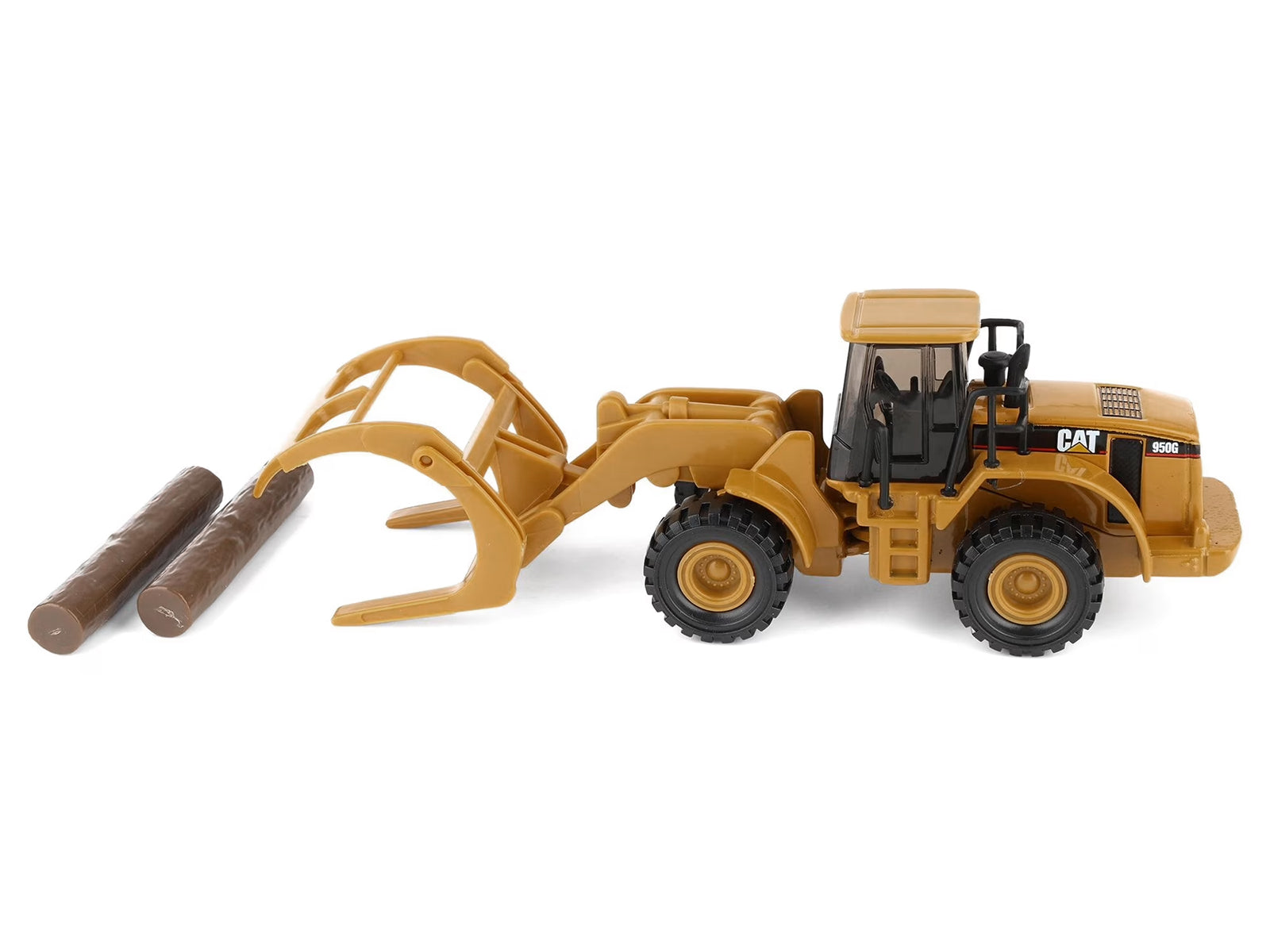 CAT Caterpillar 950G Wheel Loader Yellow with Log Fork and Wood Log Accessories 1/87 (HO) Diecast Model by Diecast Masters - image 5