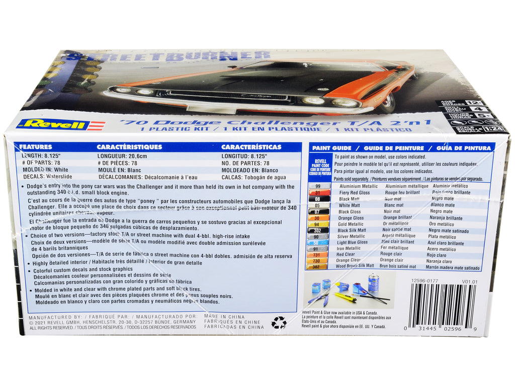 Level 4 Model Kit 1970 Dodge Challenger T/A "Streetburner" 2-in-1 Kit 1/24 Scale Model by Revell - image 3