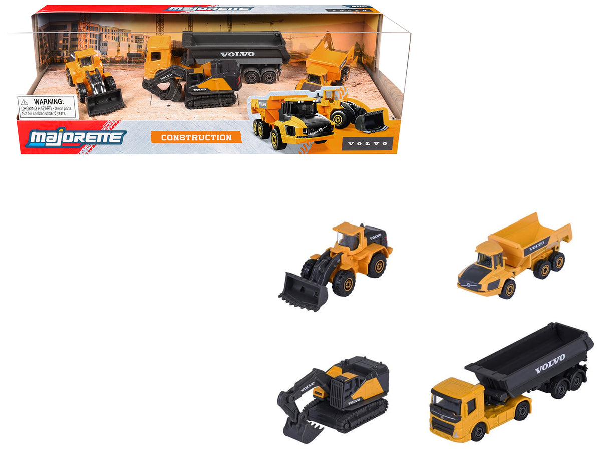 "Volvo Construction" (2026) 4 Piece Set 1/64 Diecast Model Cars by Majorette