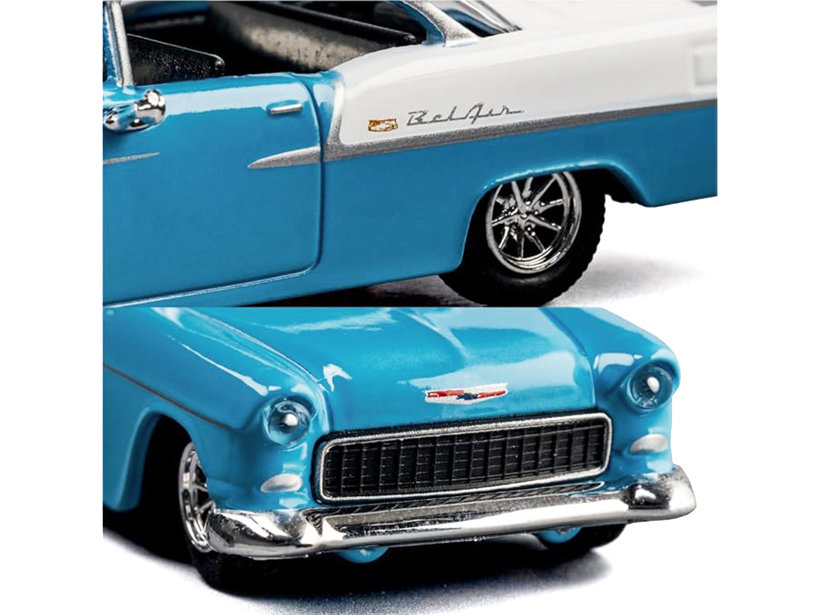1955 Chevrolet Bel Air Blue and White "Collection" Series 1/64 Diecast Model Car by Majorette