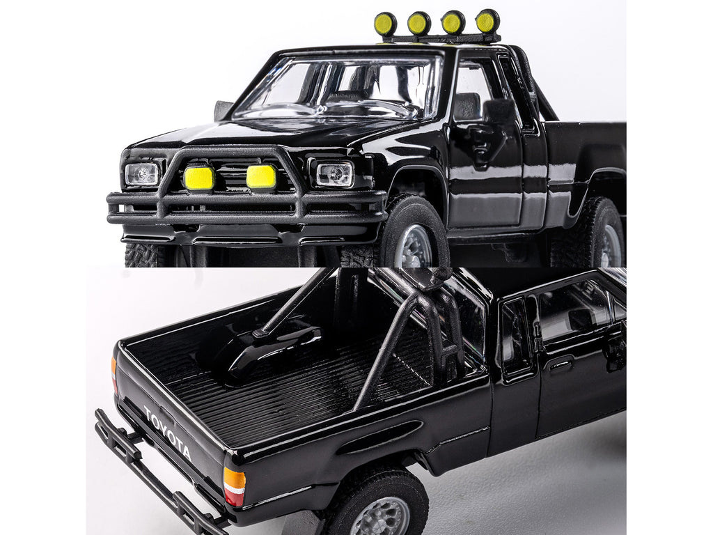 1985 Toyota Hilux SR5 Pickup Truck Black Collection Series 1/64 Diecast Model Car by Majorette - image 2