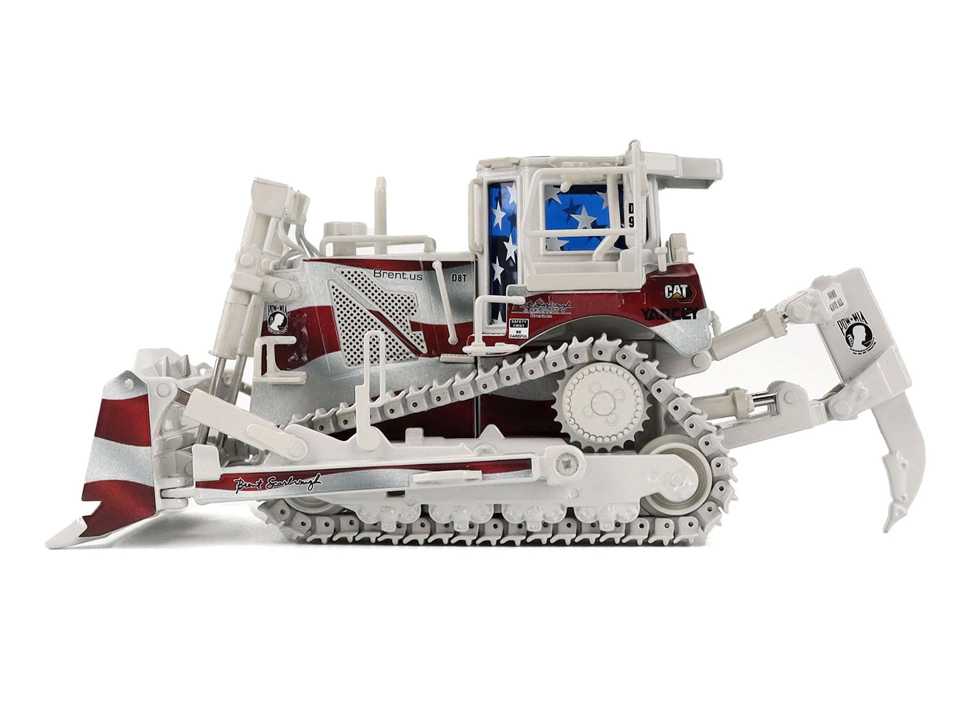 CAT Caterpillar D8T Track Type Tractor with Single Shank Ripper "Brent Scarbrough & Co." Patriotic Livery "High Line" Series 1/50 Diecast Model by Diecast Masters - image 2
