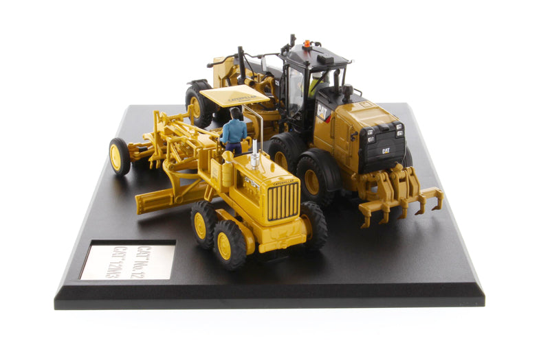 Cat Caterpillar No. 12 Motor Grader (Circa 1939-1959) and Cat Caterpillar 12M3 Motor Grader (Current) with Operators "Evolution Series" Set of 2 pieces 1/50 Diecast Models by Diecast Masters - image 4