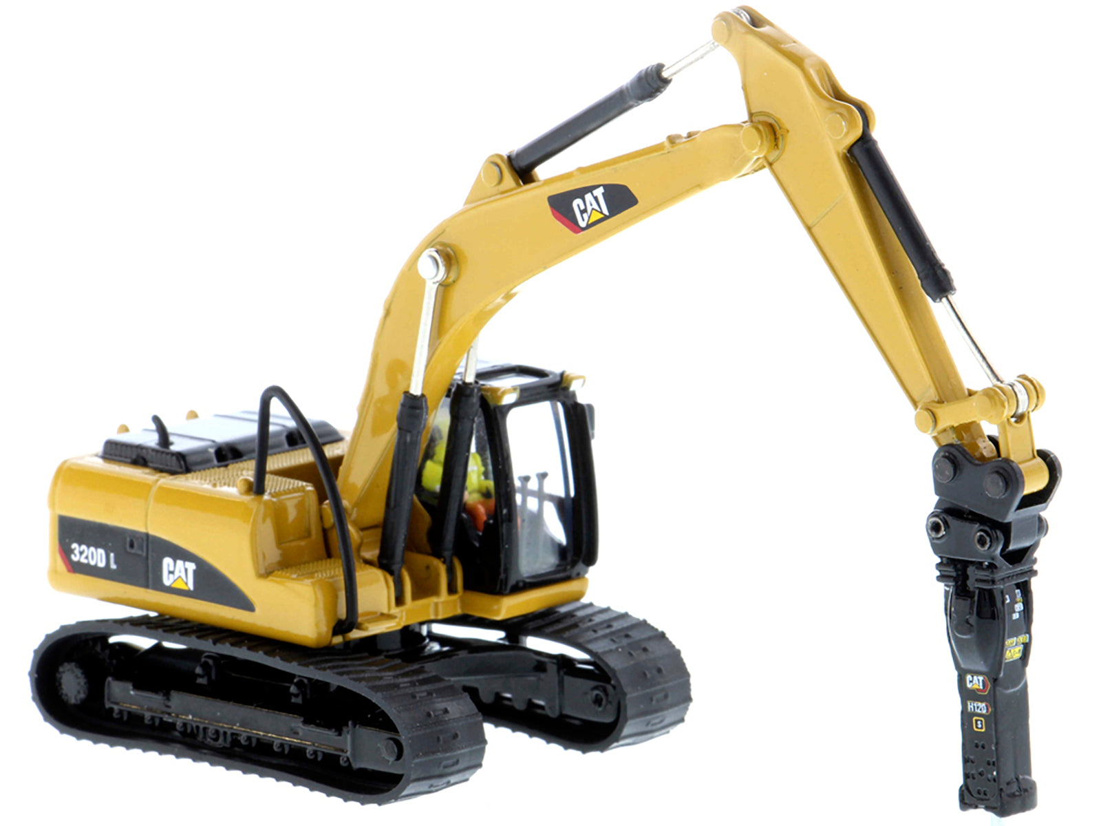 CAT Caterpillar 320D L Hydraulic Excavator with Multiple Work Tools and Operator "High Line" Series 1/87 (HO) Scale Diecast Model by Diecast Masters - image 5