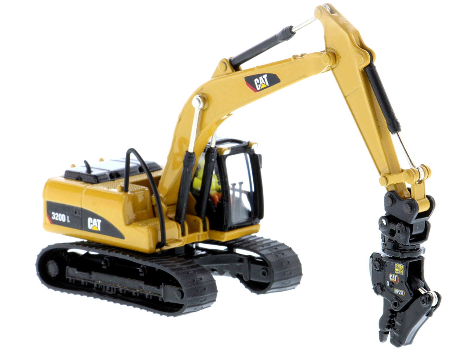 CAT Caterpillar 320D L Hydraulic Excavator with Multiple Work Tools and Operator "High Line" Series 1/87 (HO) Scale Diecast Model by Diecast Masters - image 4