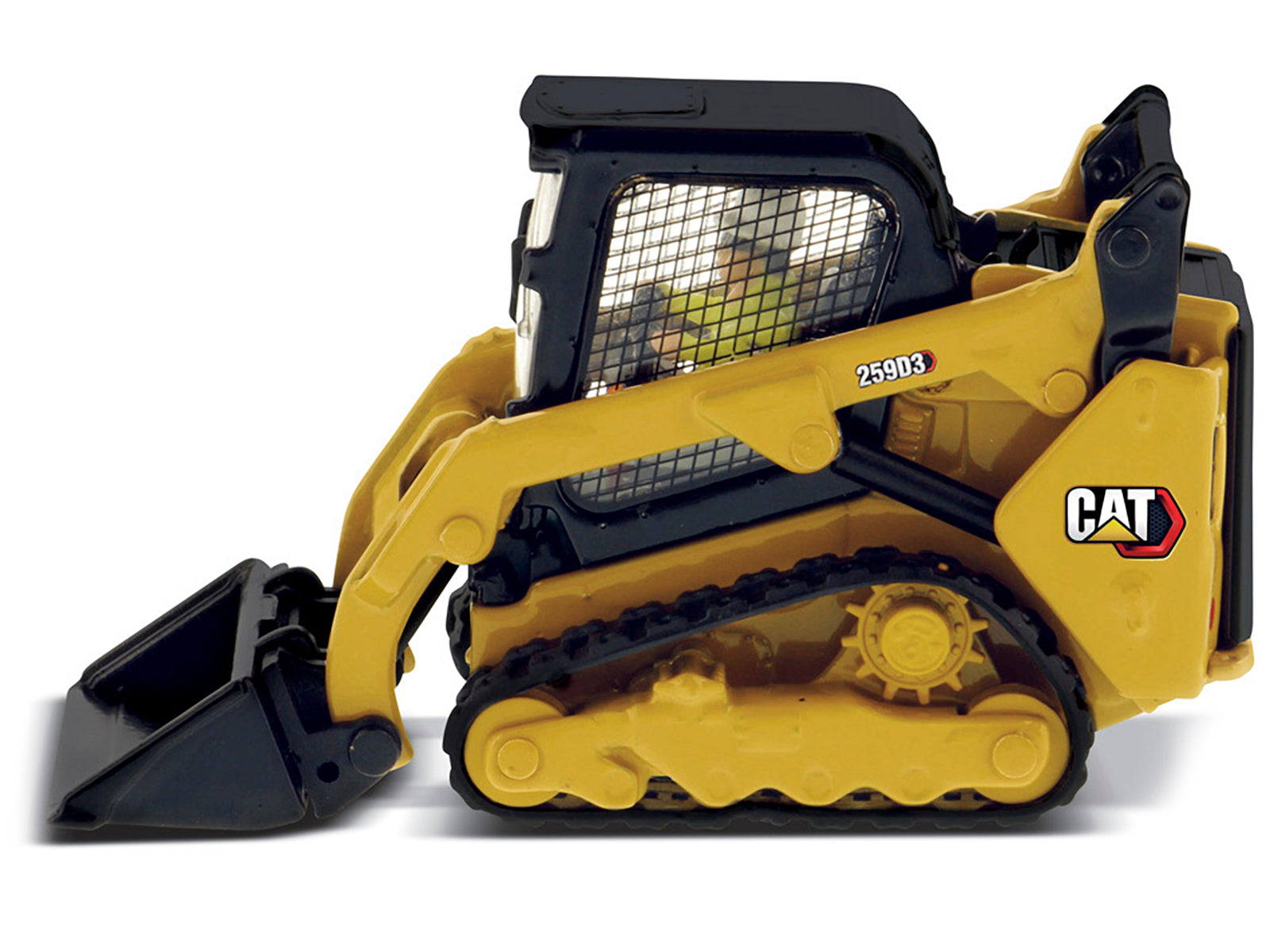 CAT Caterpillar 259D3 Compact Track Loader with Work Tools and Operator Yellow "High Line Series" 1/50 Diecast Model by Diecast Masters - image 2