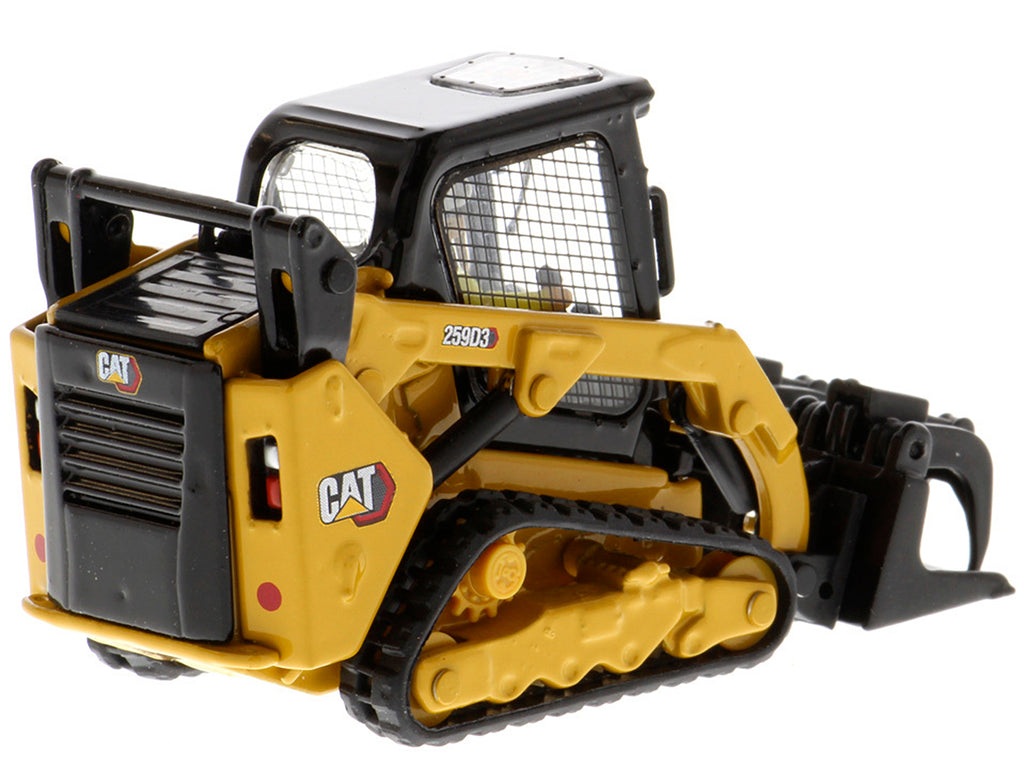 CAT Caterpillar 259D3 Compact Track Loader with Work Tools and Operator Yellow "High Line Series" 1/50 Diecast Model by Diecast Masters - image 3