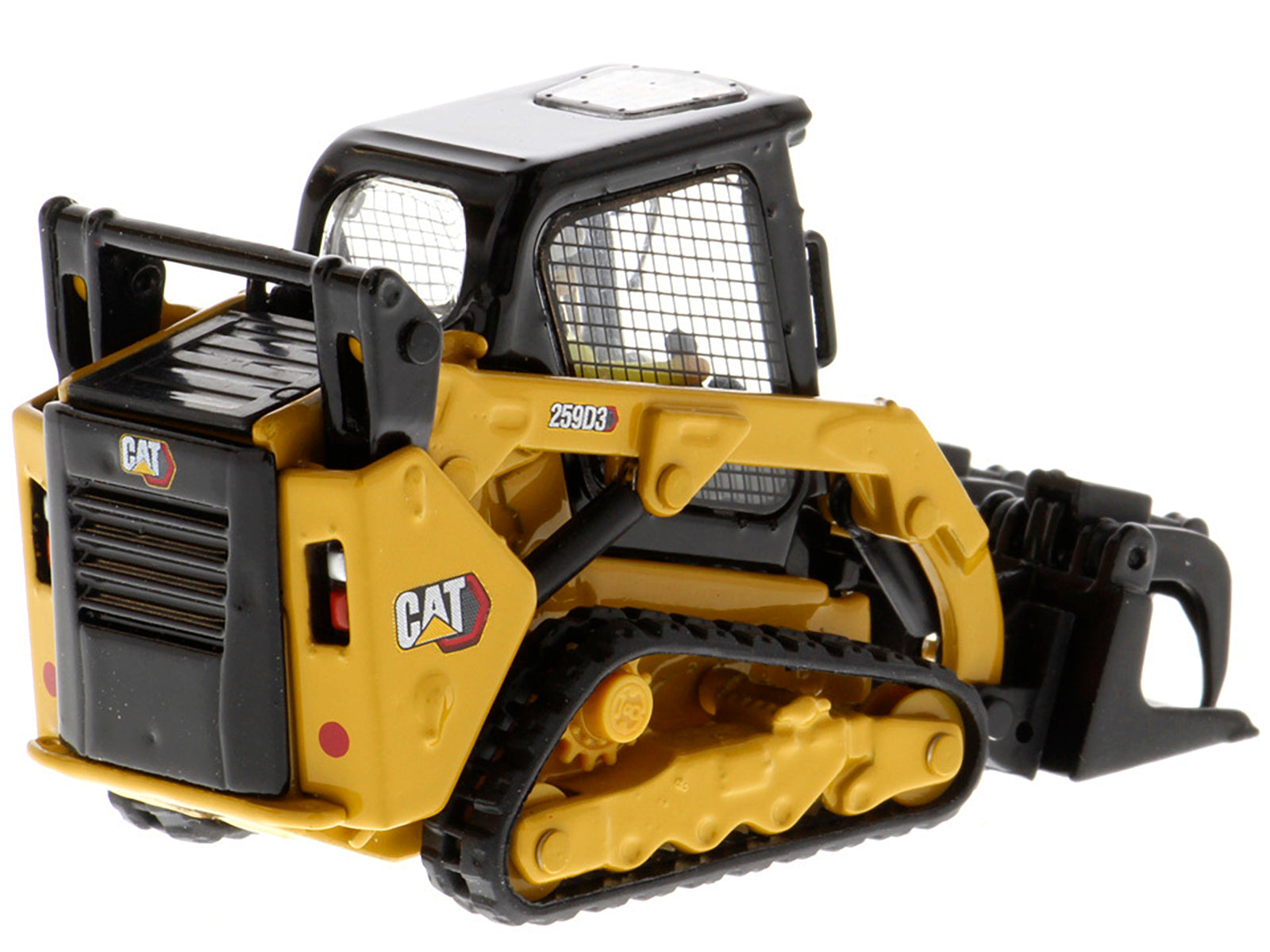 CAT Caterpillar 259D3 Compact Track Loader with Work Tools and Operator Yellow "High Line Series" 1/50 Diecast Model by Diecast Masters - image 3