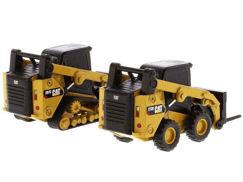 Set of 2 pieces CAT Caterpillar 272D2 Skid Steer Loader and CAT Caterpillar 297D2 Compact Track Loader with Accessories 1/64 Diecast Models by Diecast Masters - image 3