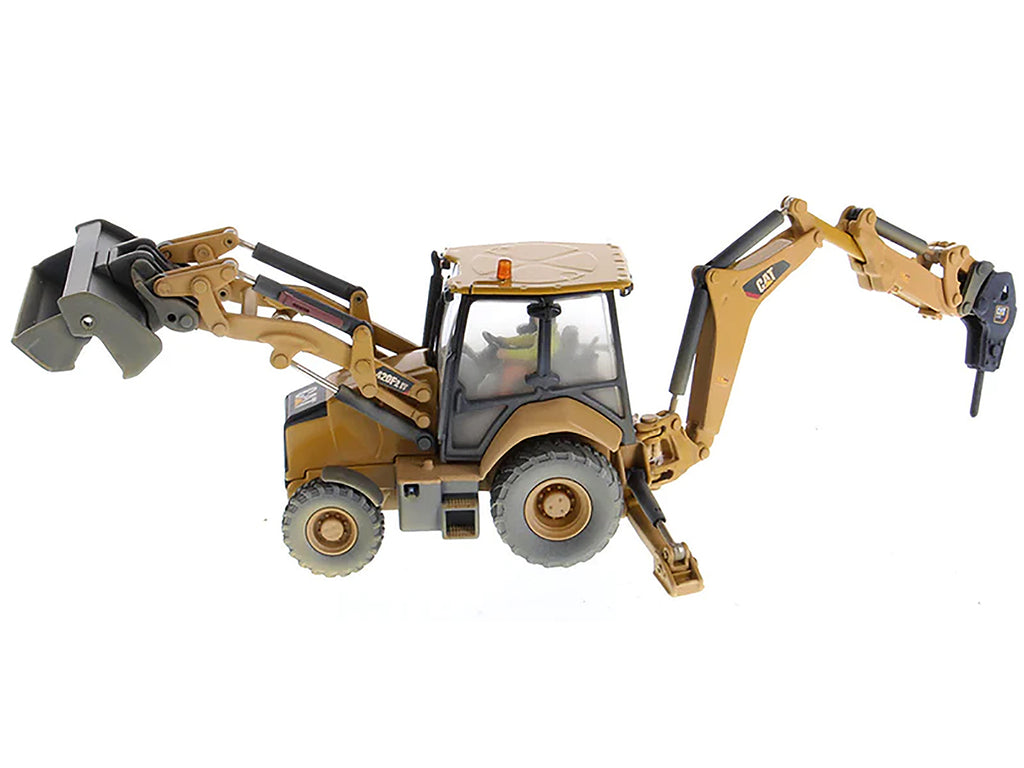 CAT Caterpillar 420F2 IT Backhoe Loader with Operator Yellow "Weathered Series" 1/50 Diecast Model by Diecast Masters - image 2