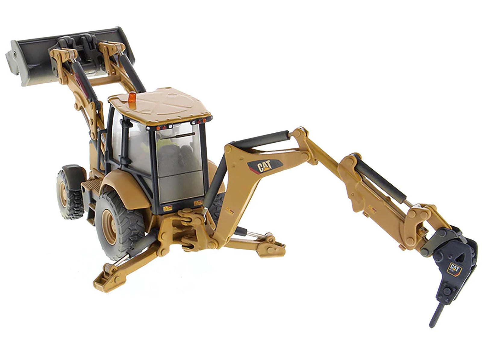 CAT Caterpillar 420F2 IT Backhoe Loader with Operator Yellow "Weathered Series" 1/50 Diecast Model by Diecast Masters - image 3