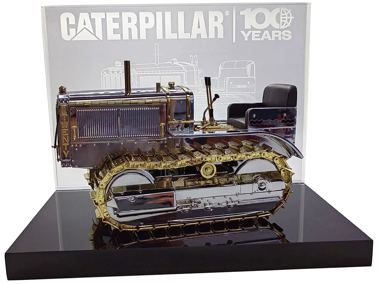 CAT Caterpillar Twenty Tractor "100th Anniversary" Chrome and Gold "Centennial Series" 1/16 Diecast Model by Diecast Masters - image 4