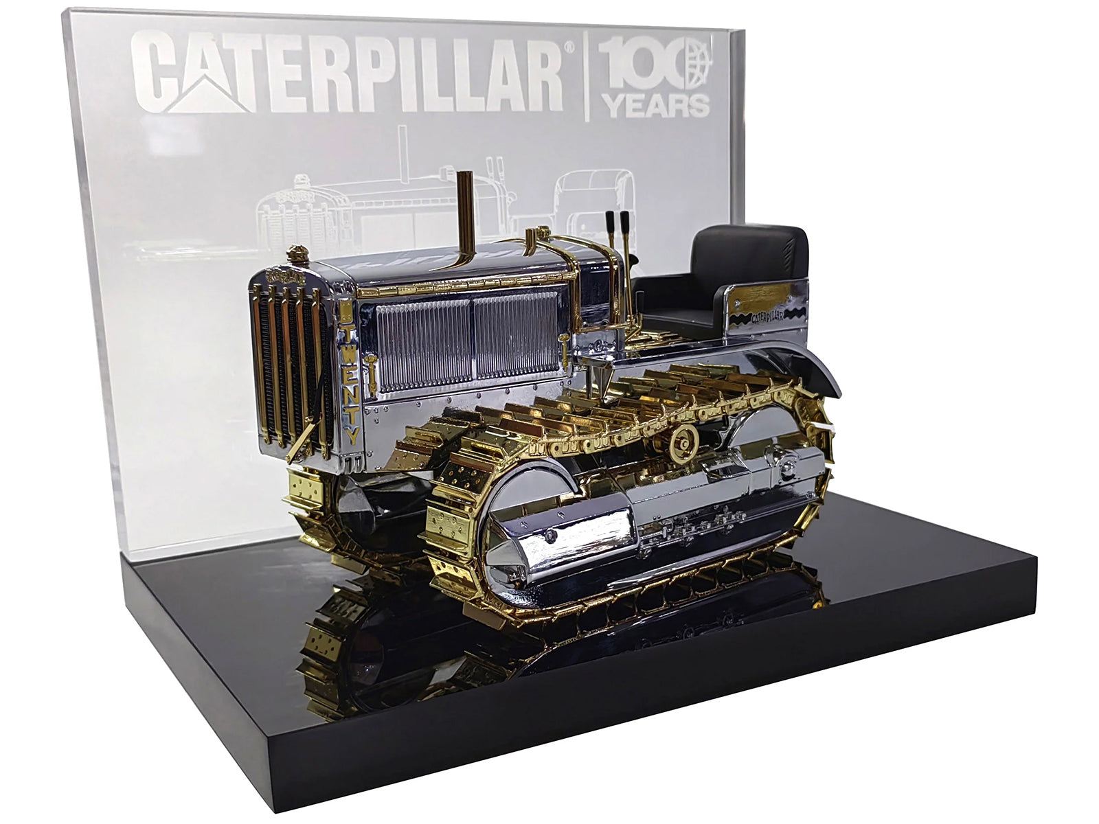 CAT Caterpillar Twenty Tractor "100th Anniversary" Chrome and Gold "Centennial Series" 1/16 Diecast Model by Diecast Masters - image 5