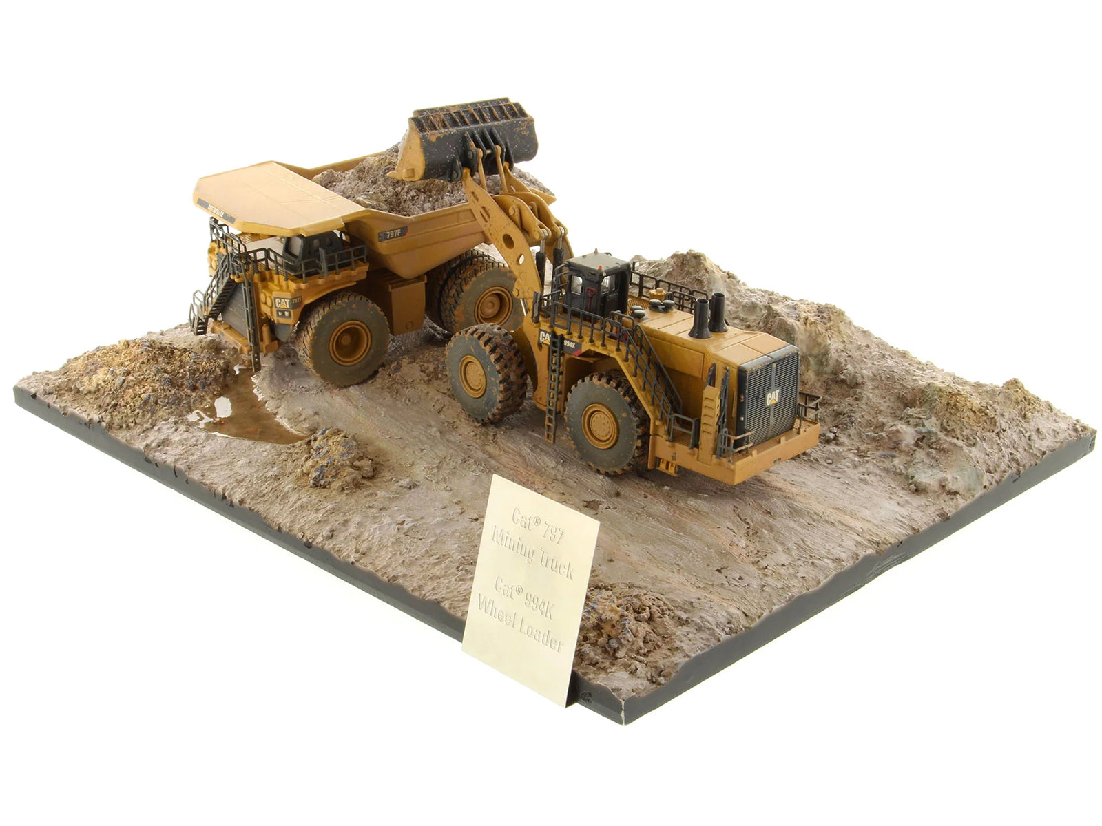 CAT Caterpillar 994K Wheel Loader and 797 Mining Truck Yellow (Weathered) Set of 2 Pieces "Weathered Series" 1/125 Diecast Model by Diecast Masters - image 2