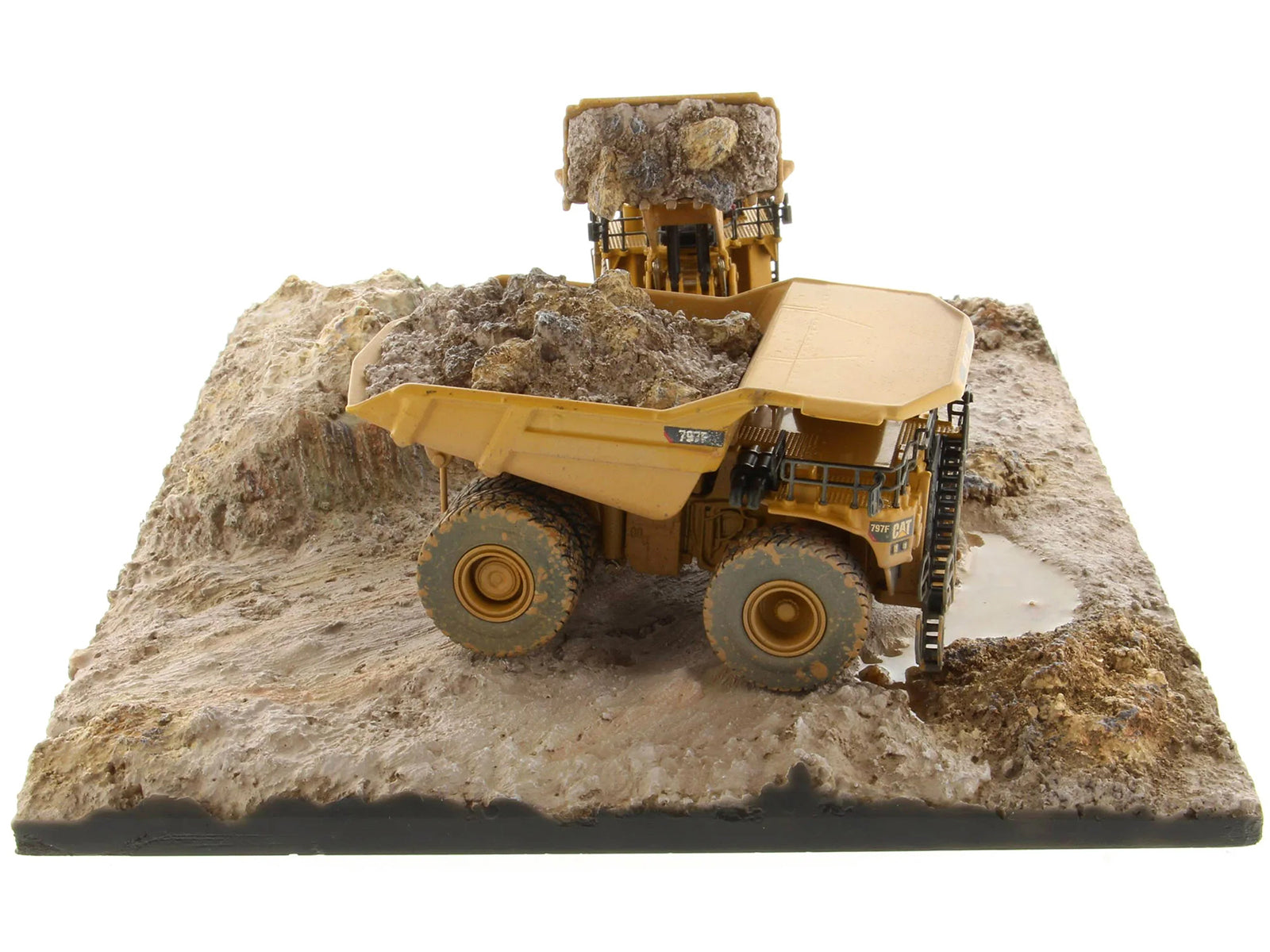 CAT Caterpillar 994K Wheel Loader and 797 Mining Truck Yellow (Weathered) Set of 2 Pieces "Weathered Series" 1/125 Diecast Model by Diecast Masters - image 4