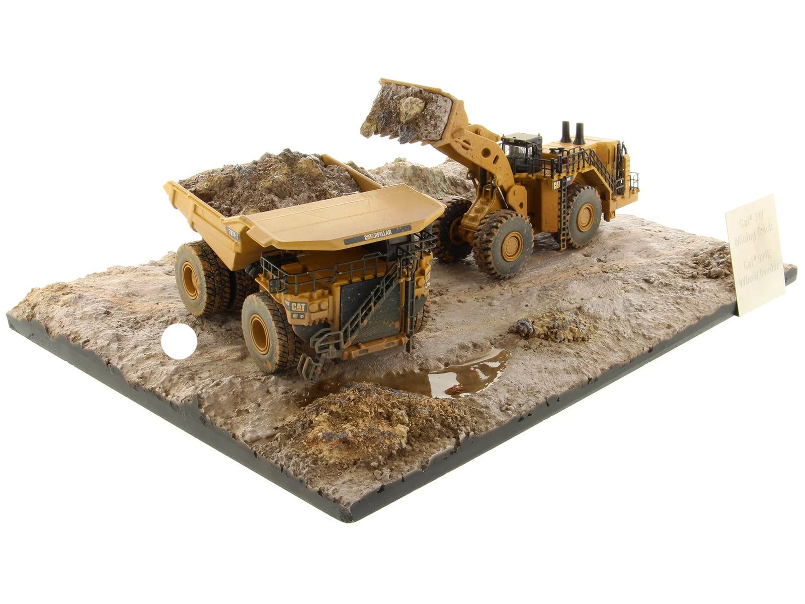 CAT Caterpillar 994K Wheel Loader and 797 Mining Truck Yellow (Weathered) Set of 2 Pieces "Weathered Series" 1/125 Diecast Model by Diecast Masters - image 5