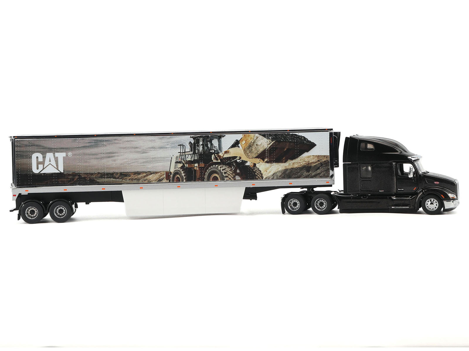 Peterbilt 579 UltraLoft Truck Tractor Black Metallic with "CAT Caterpillar" Mural Trailer "Transport Series" 1/50 Diecast Model by Diecast Masters - image 2