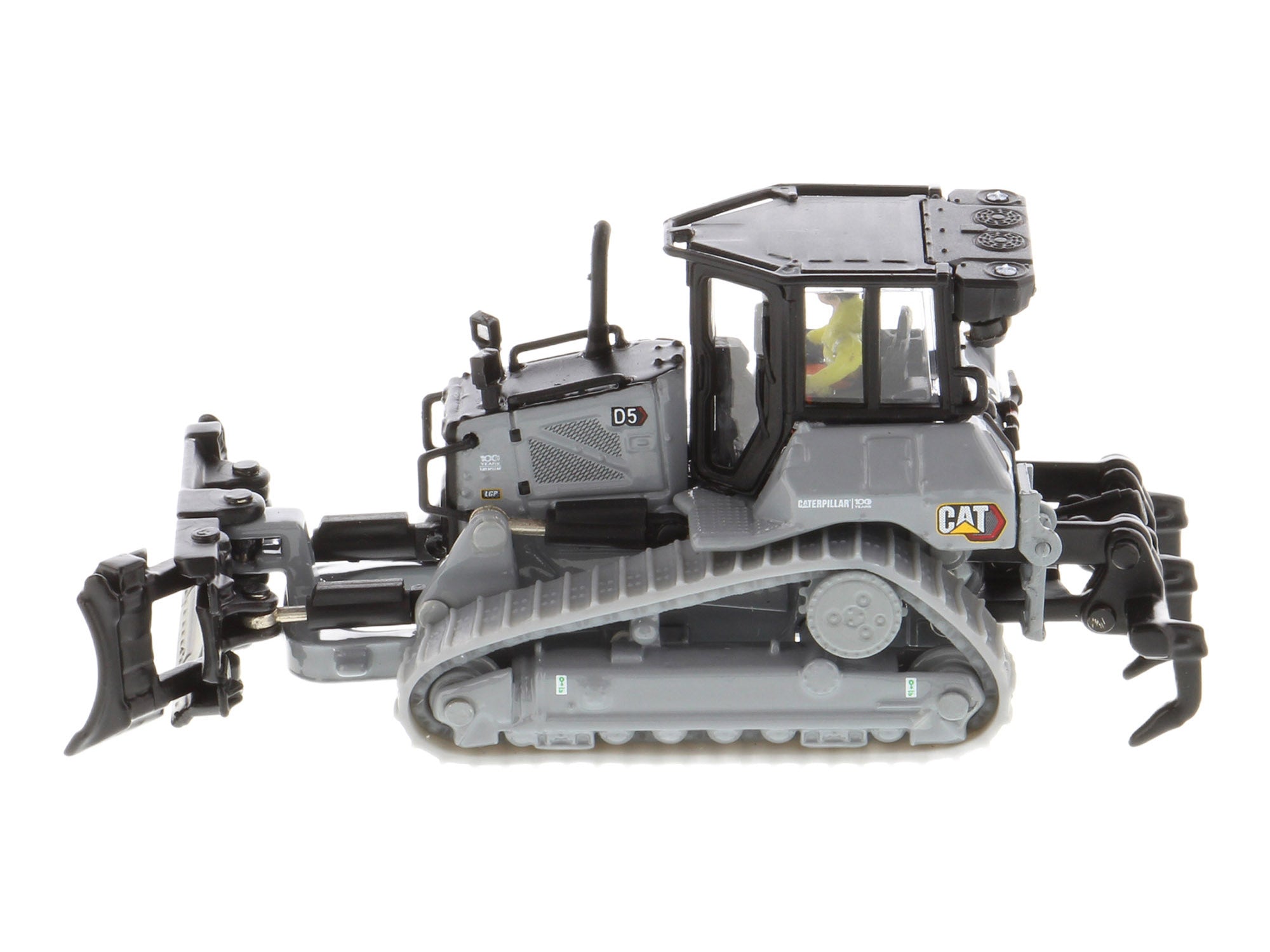 CAT Caterpillar D5 Track-Type Dozer "Centennial" Gray with Operator "High Line Series" 1/87 (HO) Diecast Model by Diecast Masters - image 2