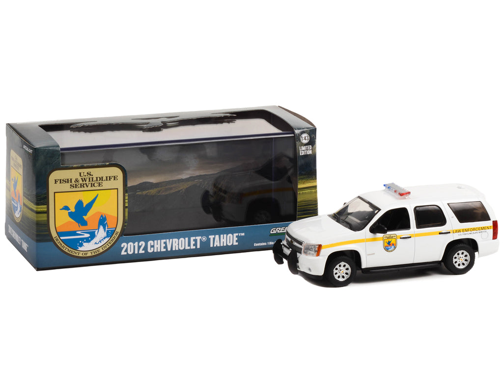 2012 Chevrolet Tahoe White with Yellow Stripes "U.S. Fish & Wildlife Service Law Enforcement" 1/43 Diecast Model Car by Greenlight - image 2