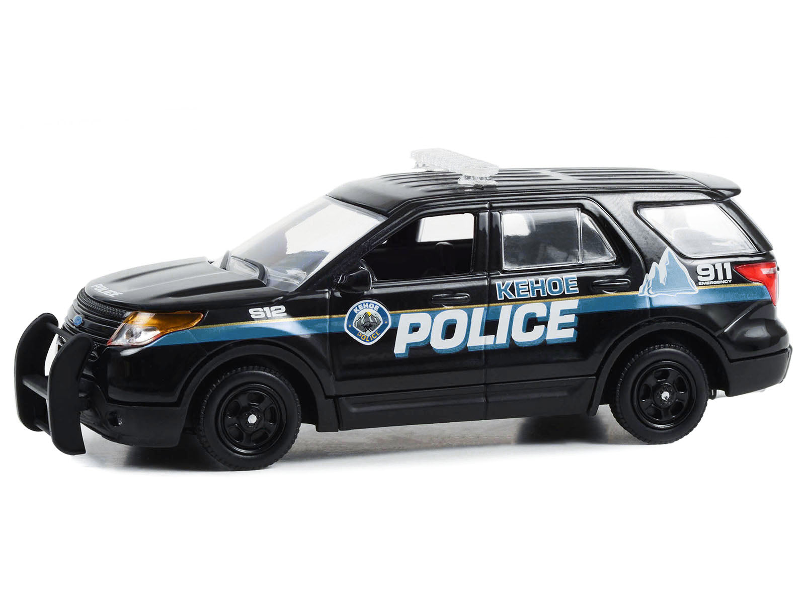 2013 Ford Police Interceptor Utility "Kehoe Police Department Kehoe Colorado" Black with White Stripes "Cold Pursuit" (2019) Movie 1/43 Diecast Model Car by Greenlight - image 3