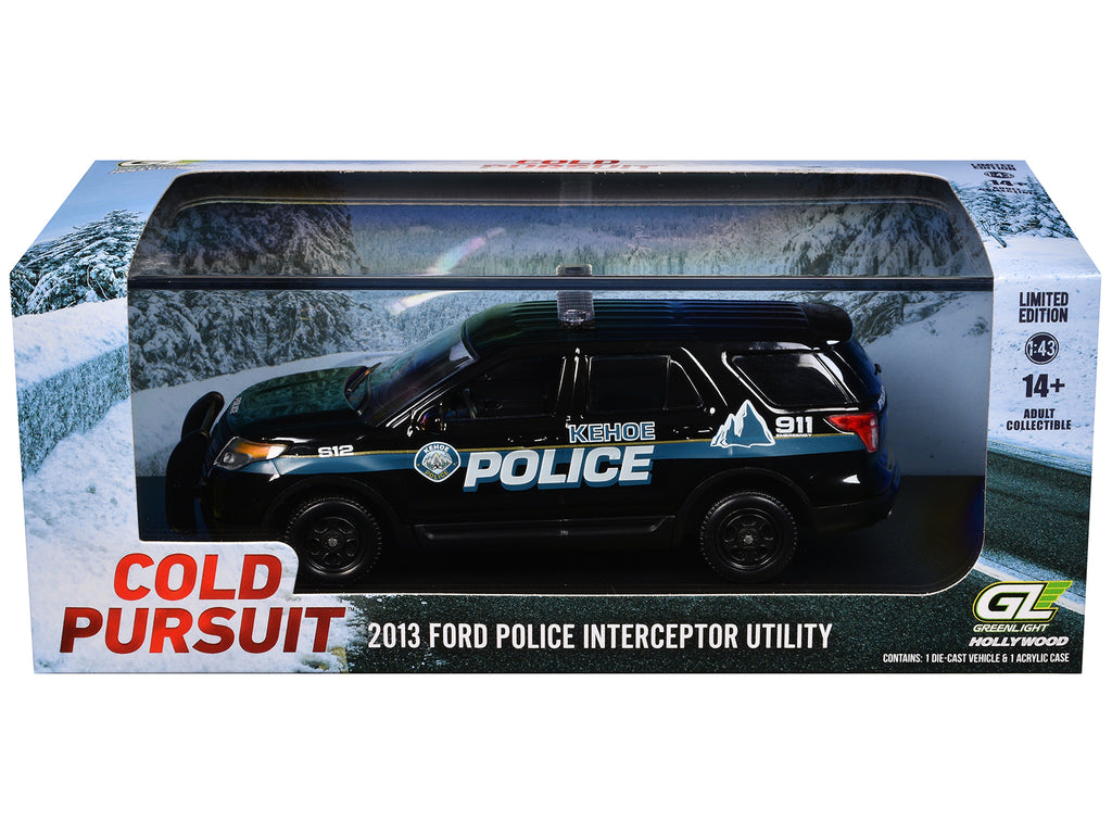 2013 Ford Police Interceptor Utility "Kehoe Police Department Kehoe Colorado" Black with White Stripes "Cold Pursuit" (2019) Movie 1/43 Diecast Model Car by Greenlight - image 2