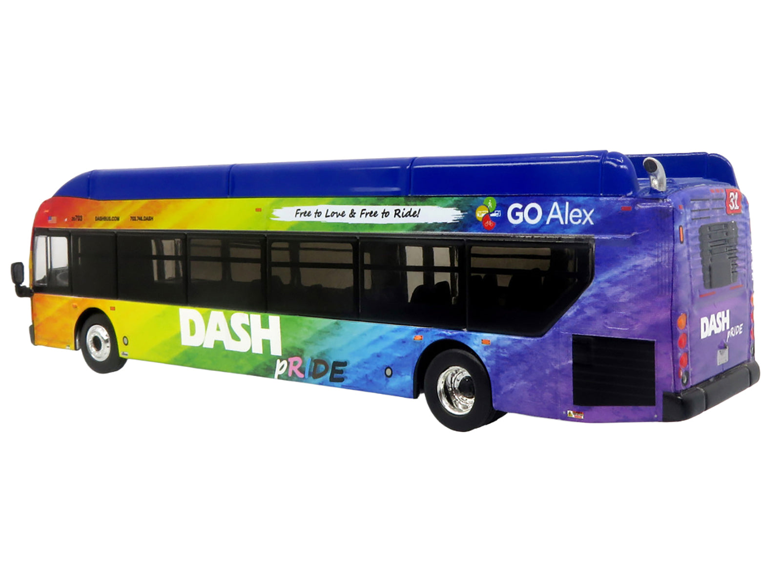 New Flyer Xcelsior XN40 Transit Bus "DASH Pride Livery" Blue with Rainbow Graphics "The Bus & Motorcoach Collection" Limited Edition 1/87 (HO) Diecast Model by Iconic Replicas - image 3
