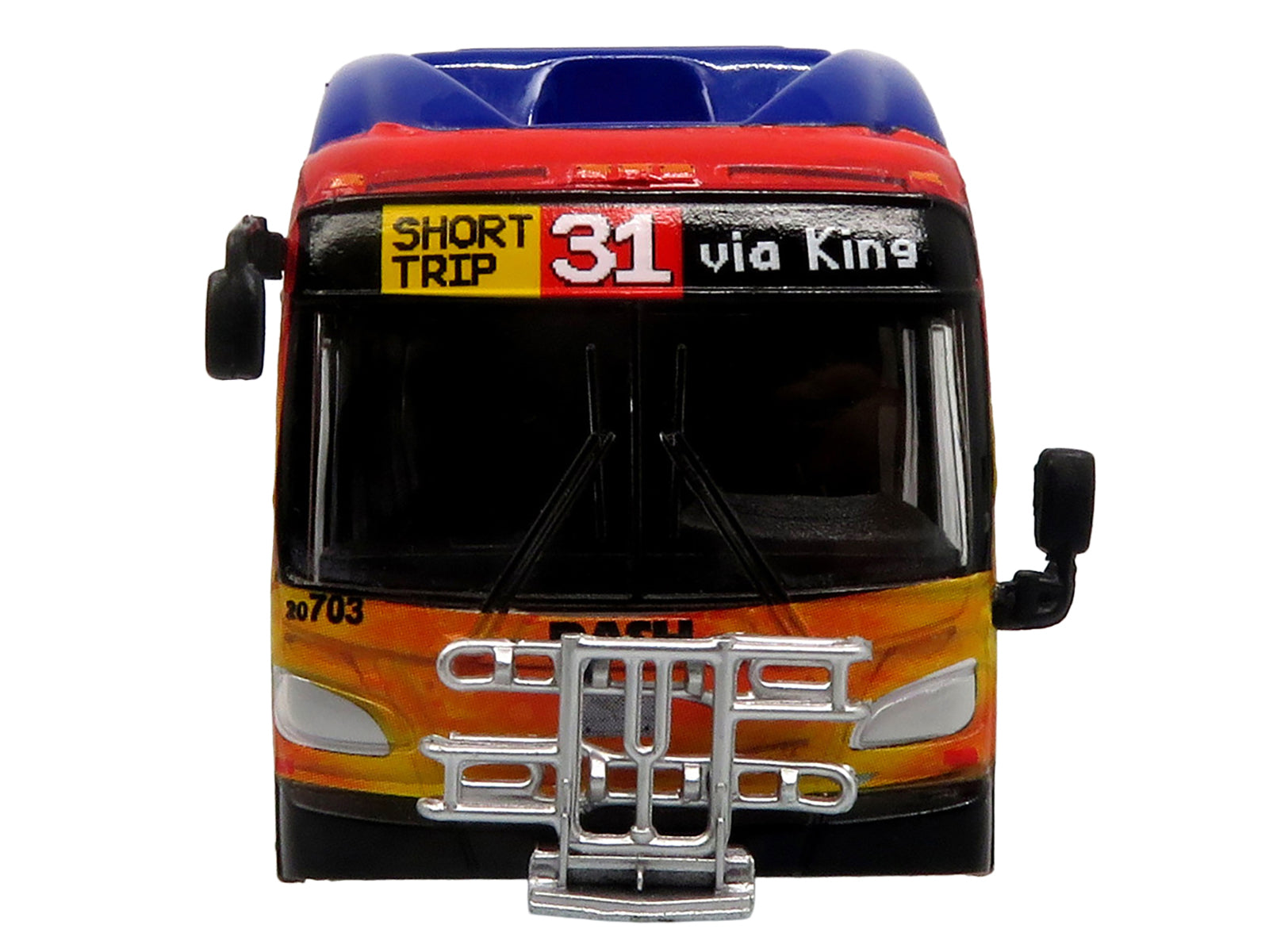 New Flyer Xcelsior XN40 Transit Bus "DASH Pride Livery" Blue with Rainbow Graphics "The Bus & Motorcoach Collection" Limited Edition 1/87 (HO) Diecast Model by Iconic Replicas - image 4