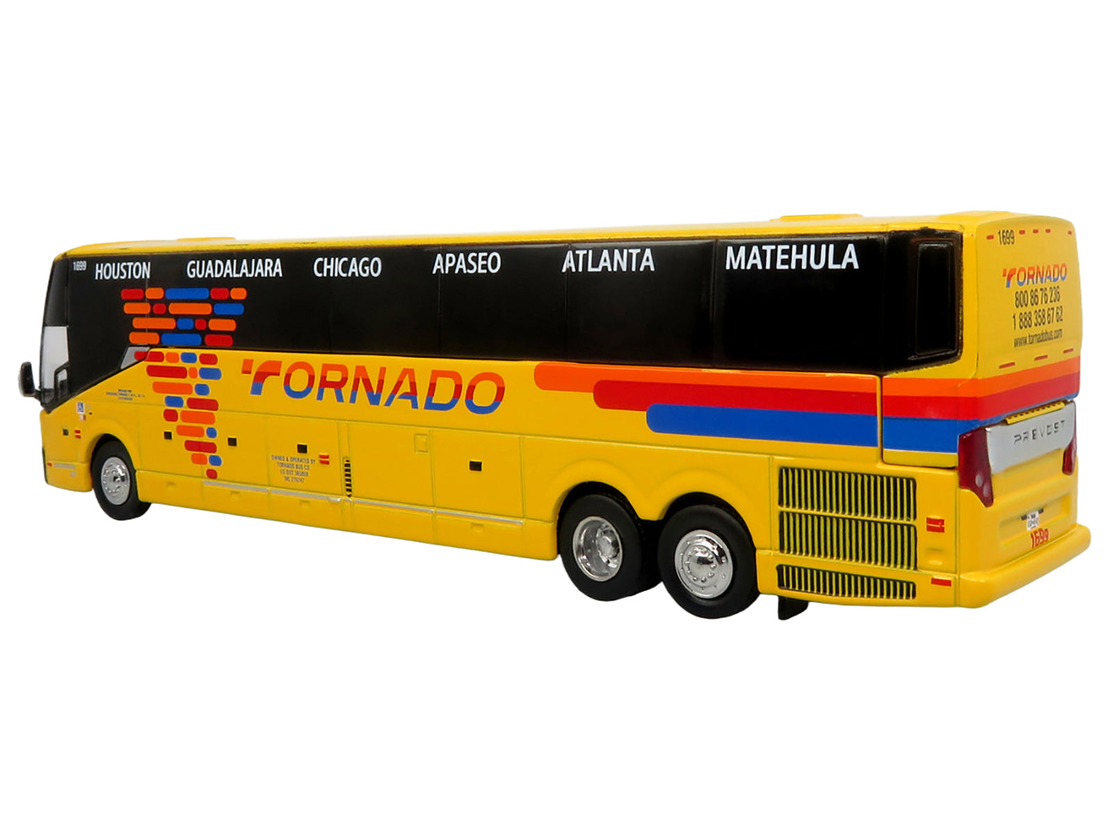 Prevost H3-45 Coach Bus "Tornado Bus Company" Yellow with Graphics Limited Edition 1/87 (HO) Diecast Model by Iconic Replicas - image 3