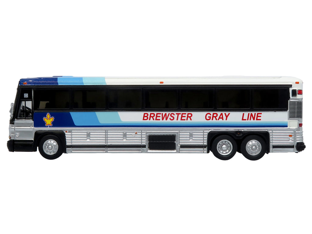 2001 MCI D4000 Coach Bus "Brewster Gray Line" White with Blue Stripes "Vintage Bus & Motorcoach Collection" Limited Edition to 504 pieces Worldwide 1/87 (HO) Diecast Model by Iconic Replicas - image 2