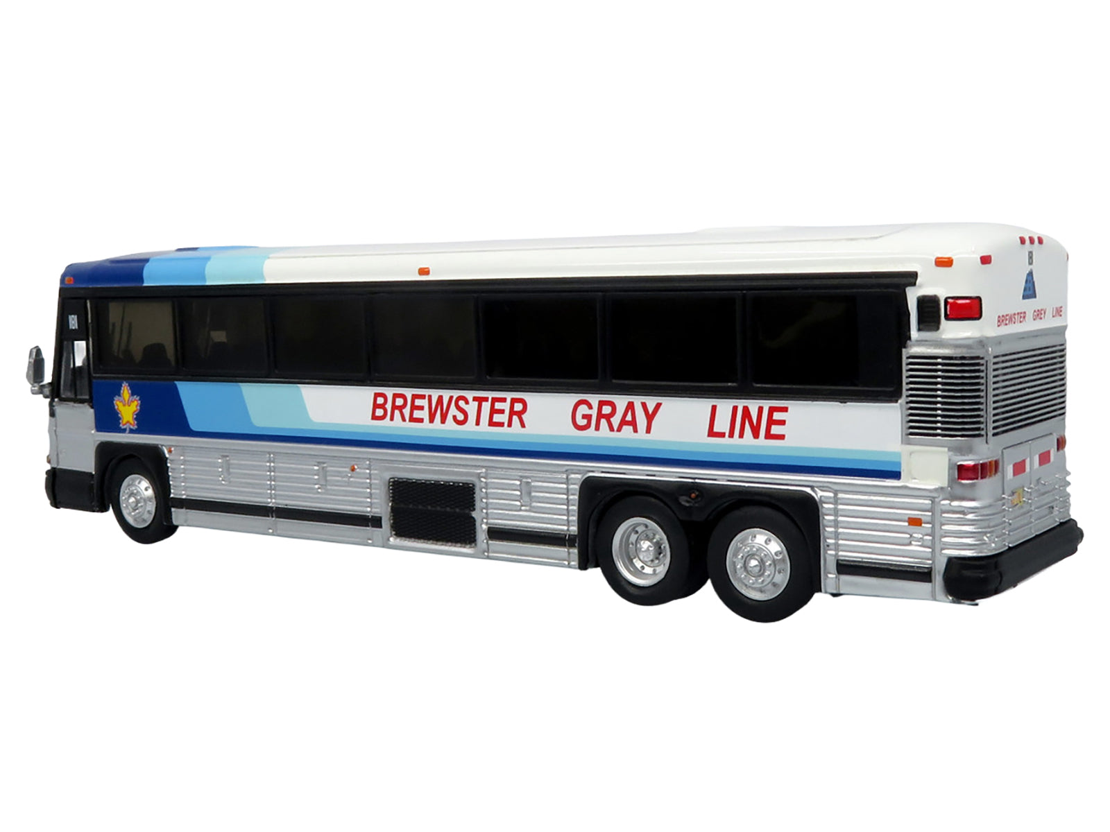 2001 MCI D4000 Coach Bus "Brewster Gray Line" White with Blue Stripes "Vintage Bus & Motorcoach Collection" Limited Edition to 504 pieces Worldwide 1/87 (HO) Diecast Model by Iconic Replicas - image 3