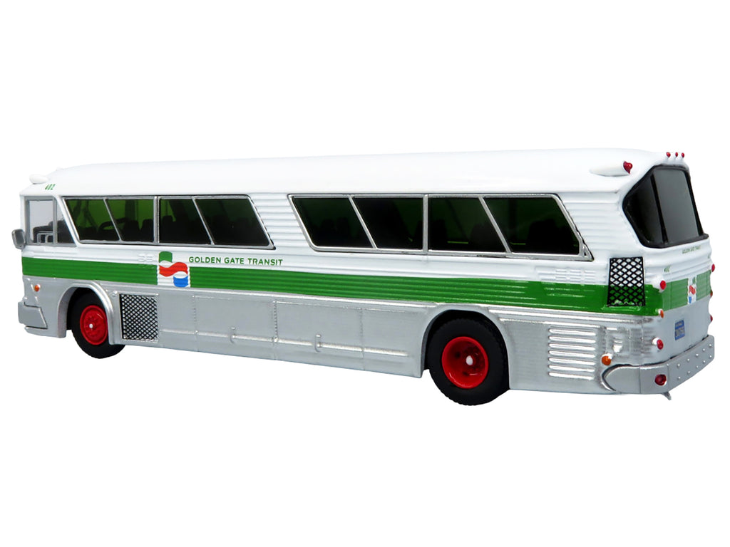 1964 MCI MC-5A Coach Bus "Golden Gate Transit" White with Green Stripes "Vintage Bus & Motorcoach Collection" Limited Edition to 504 pieces Worldwide 1/87 (HO) Diecast Model by Iconic Replicas - image 3