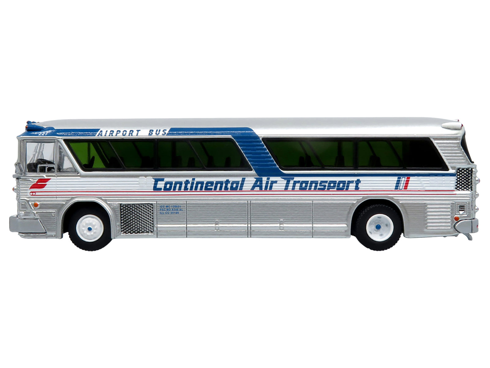 1964 MCI MC-5A Coach Bus "Continental Air Transport" Silver with Blue Stripes "Vintage Bus & Motorcoach Collection" Limited Edition to 504 pieces Worldwide 1/87 (HO) Diecast Model by Iconic Replicas - image 2