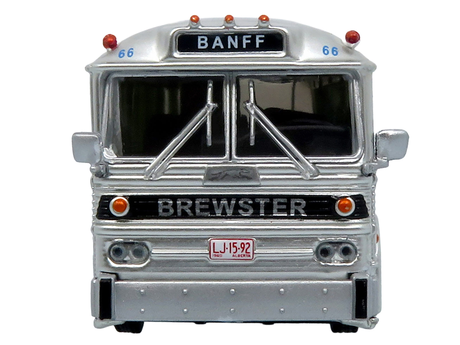 1964 MCI MC-5A Coach Bus "Brewster Gray Line" Silver with Blue and Red Stripes "Vintage Bus & Motorcoach Collection" Limited Edition to 504 pieces Worldwide 1/87 (HO) Diecast Model by Iconic Replicas - image 4
