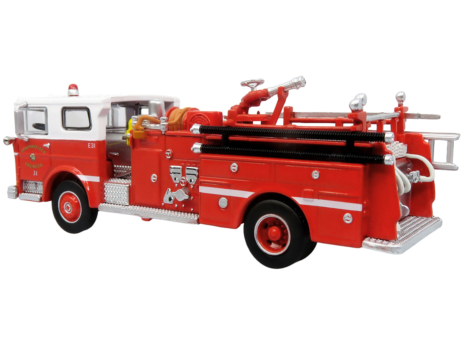 1974 Ward LaFrance Fire Engine "San Francisco Fire Department – Engine 31" Red with White Top "5 Alarm" Series Limited Edition 1/87 (HO) Diecast Model by Iconic Replicas - image 3