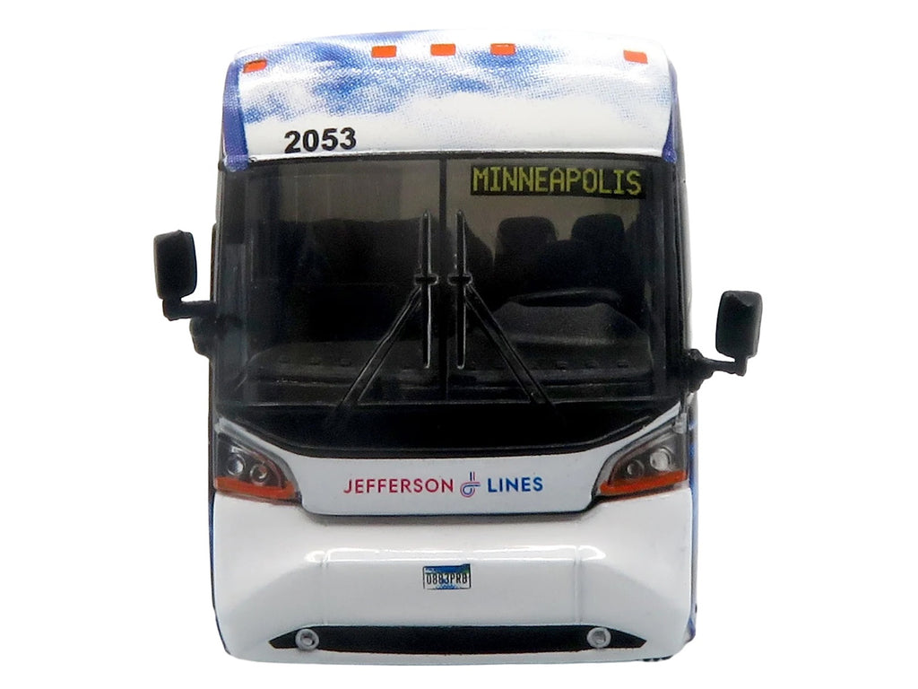 MCI D4520 Commuter Coach Bus "Jefferson Lines" White with Blue Graphics "The Bus & Motorcoach Collection" Limited Edition to 504 pieces Worldwide 1/87 (HO) Scale Diecast Model by Iconic Replicas - image 4