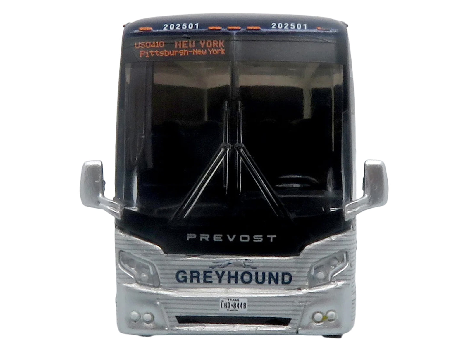 Prevost H3-45 Coach Bus "Greyhound Scenicruiser Service" White and Raw Metal "The Bus & Motorcoach Collection" Limited Edition to 504 pieces Worldwide 1/87 (HO) Scale Diecast Model by Iconic Replicas - image 4
